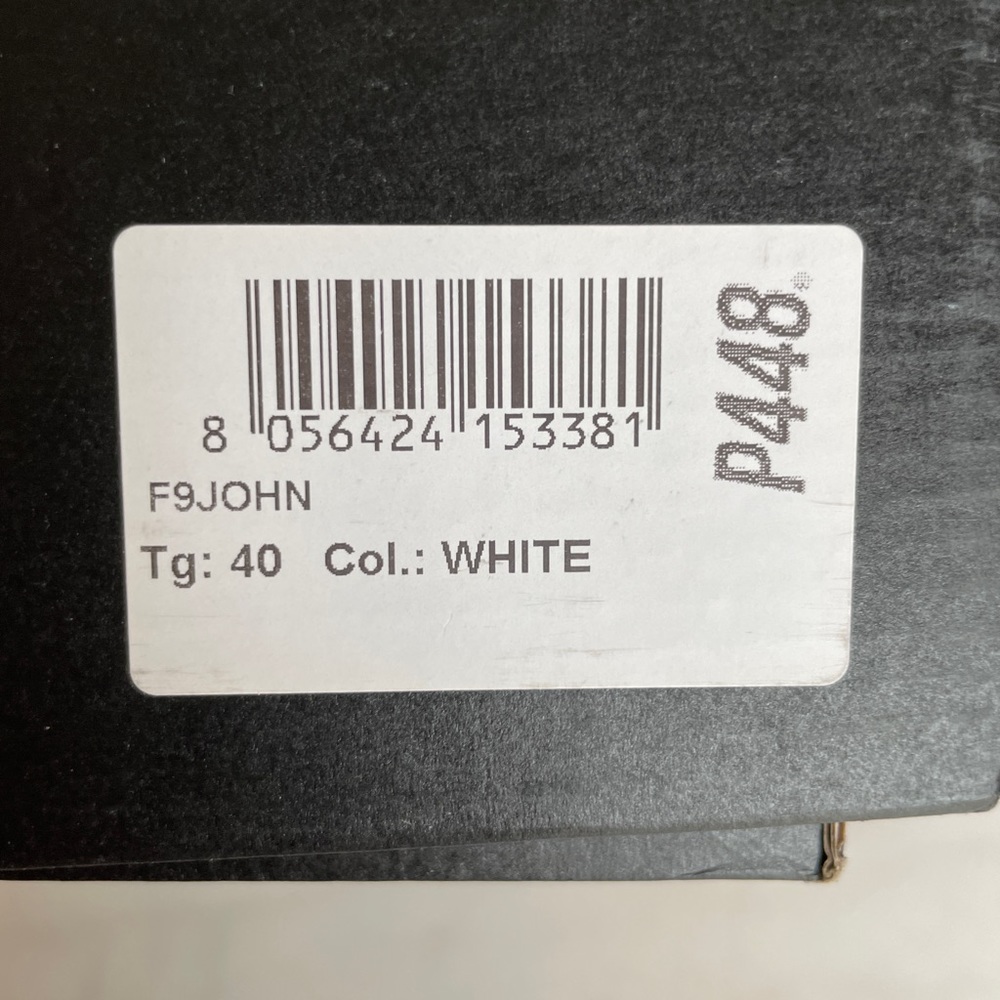 P448 John White Leather Low-Top Italian Sneaker Size 40 - Picture 10 of 16
